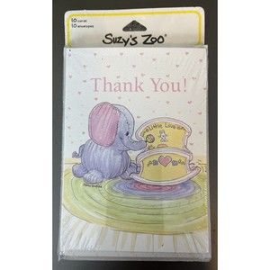 Little Suzy's Zoo Baby Shower Or Gift Thank You Pack of Ten with Envelopes